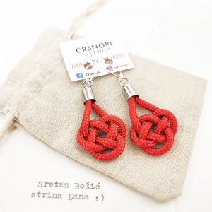 Red earrings from rope