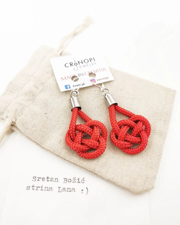 Red earrings from rope